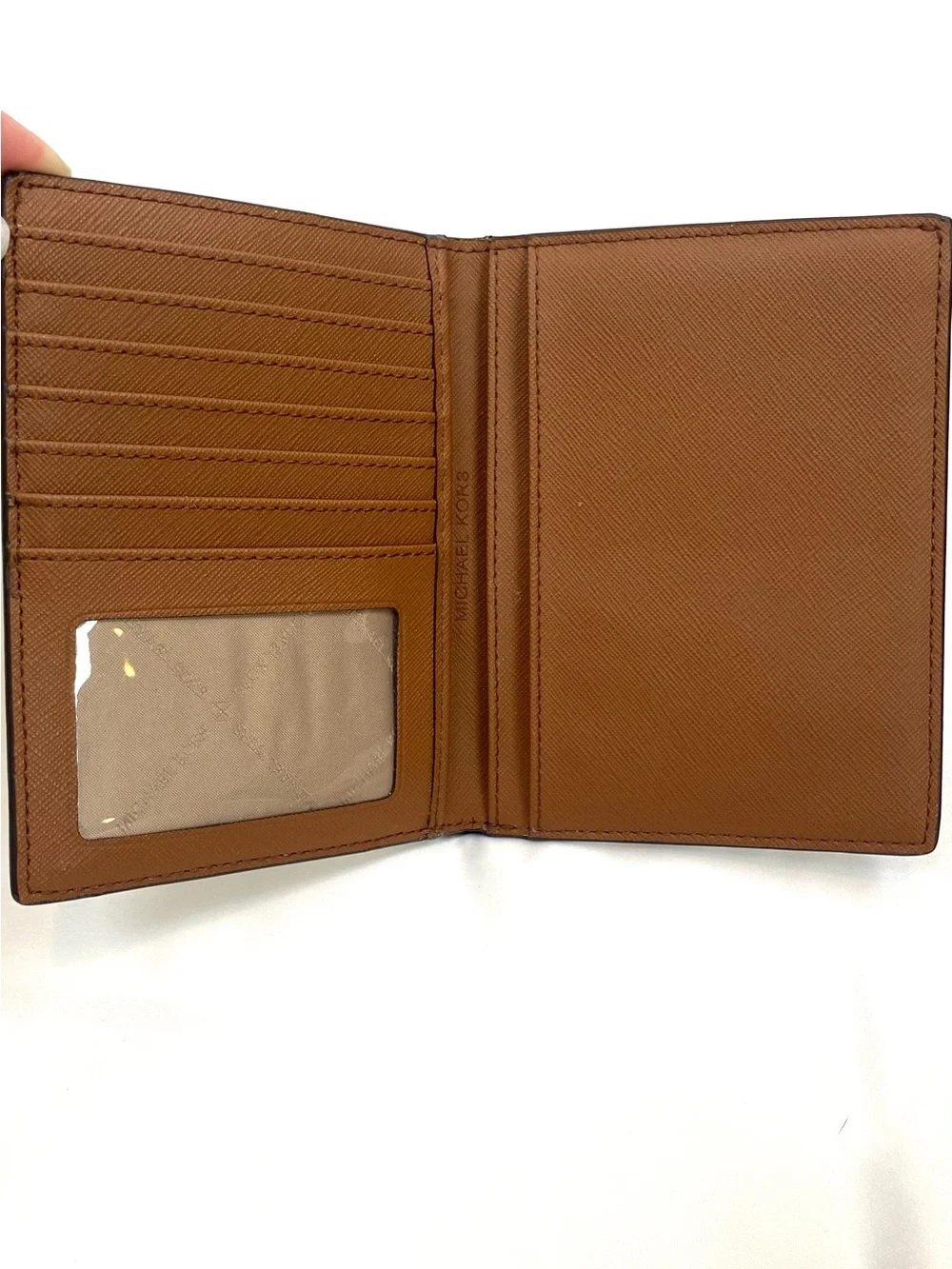 Michael Kors White Logo Print Travel Wallet with Gold Hardware